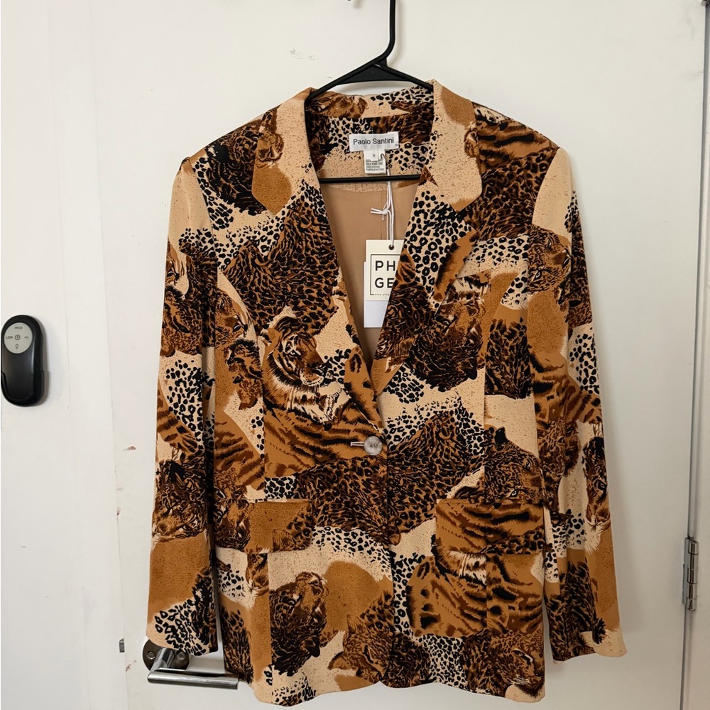 Paolo Santini Women's Animal Print Blazer - Tan & Brown